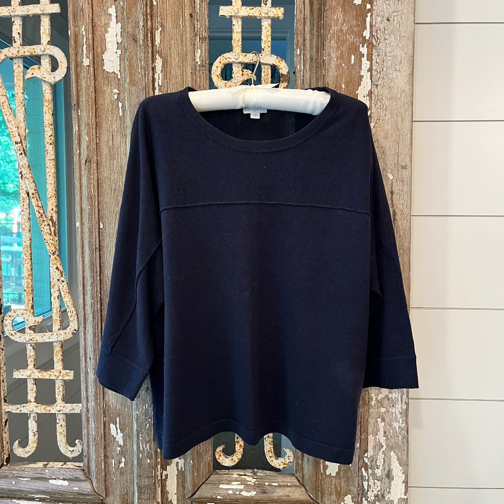 J. Jill Navy Lightweight Linen Sweater - EXC. COND - Sz. Medium